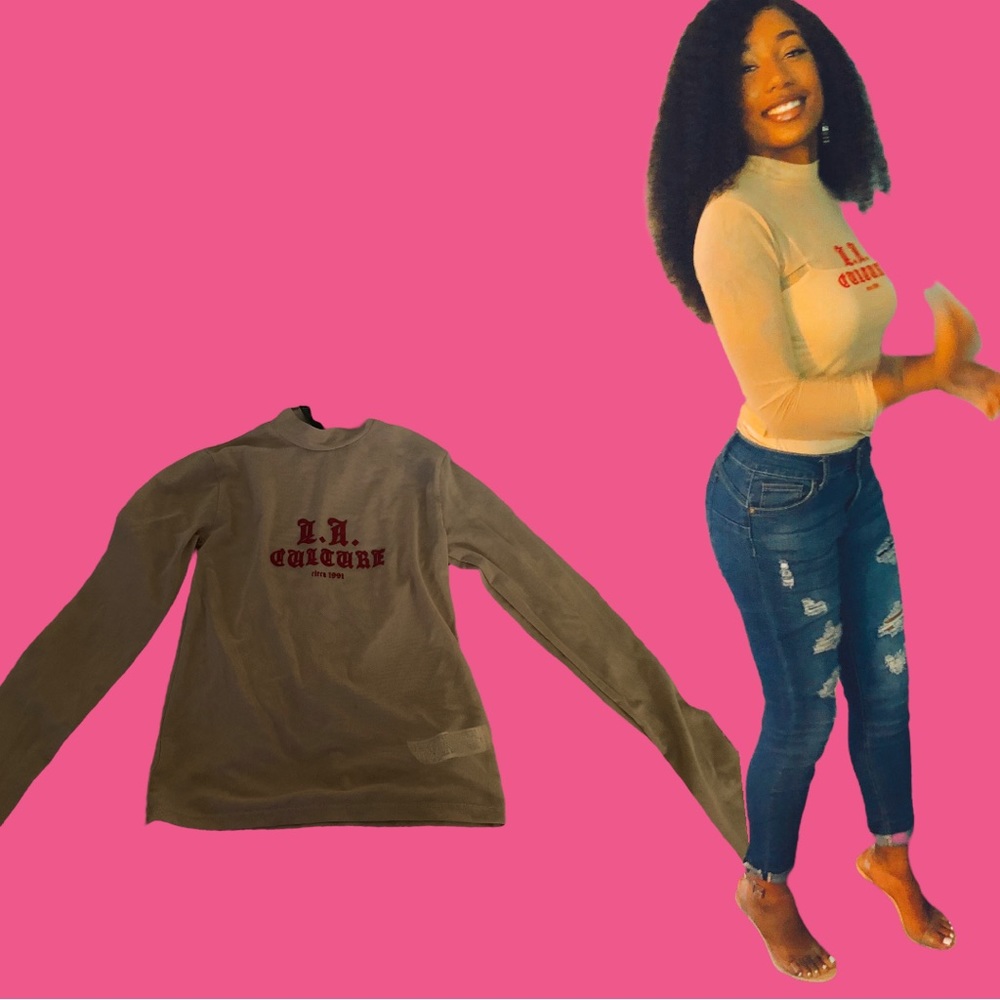 (Size S) Tan/Red Sheer LA Culture Top